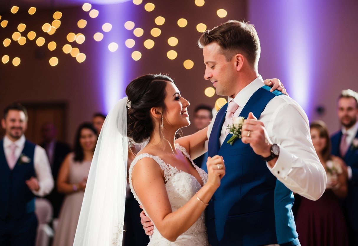 The bride dances with her partner at her wedding