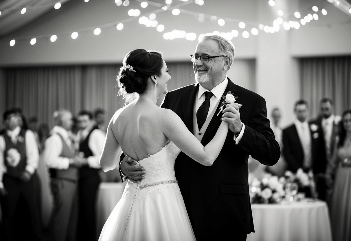 The bride dances with her father at her wedding