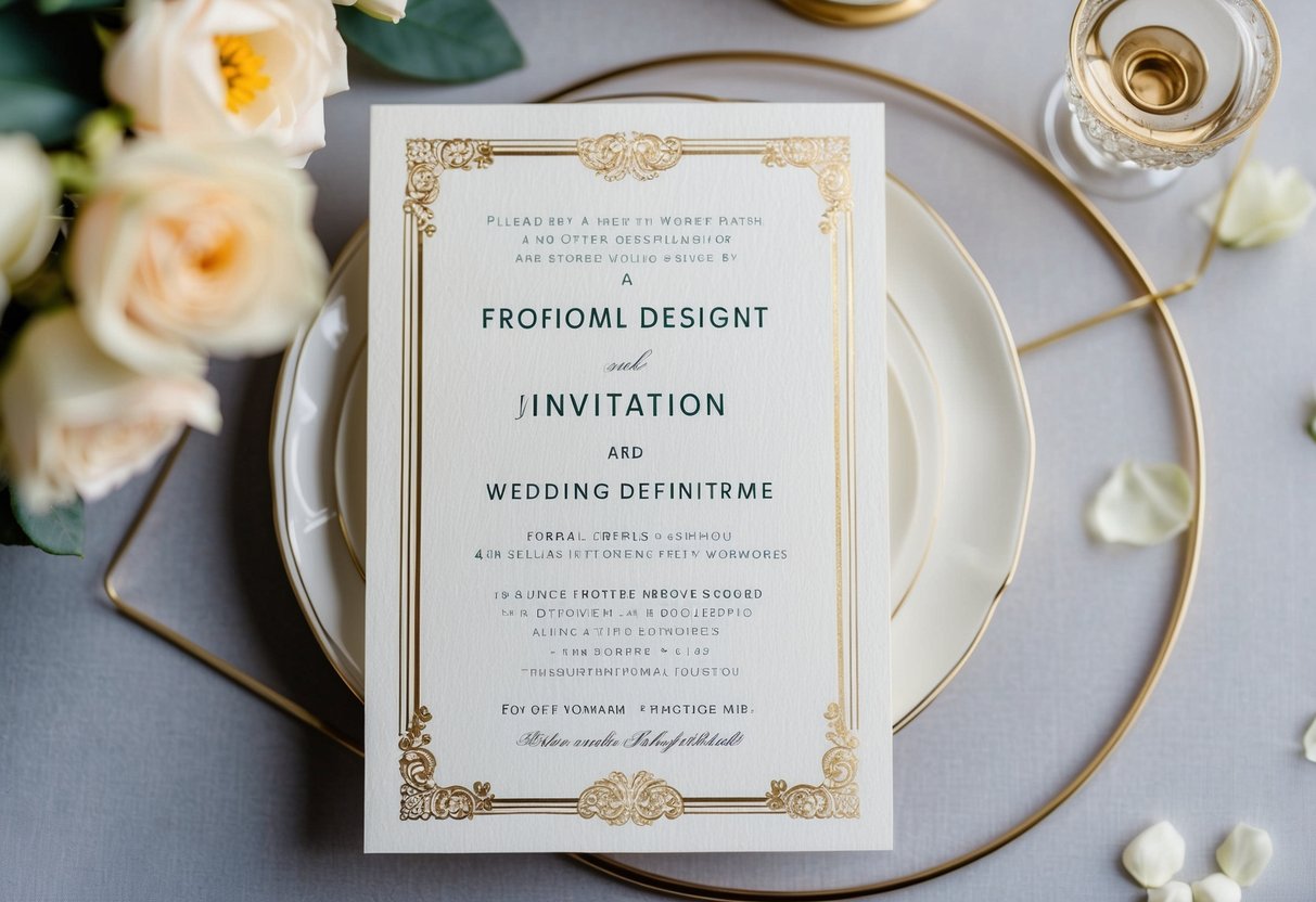 A wedding invitation with elegant design and formal wording