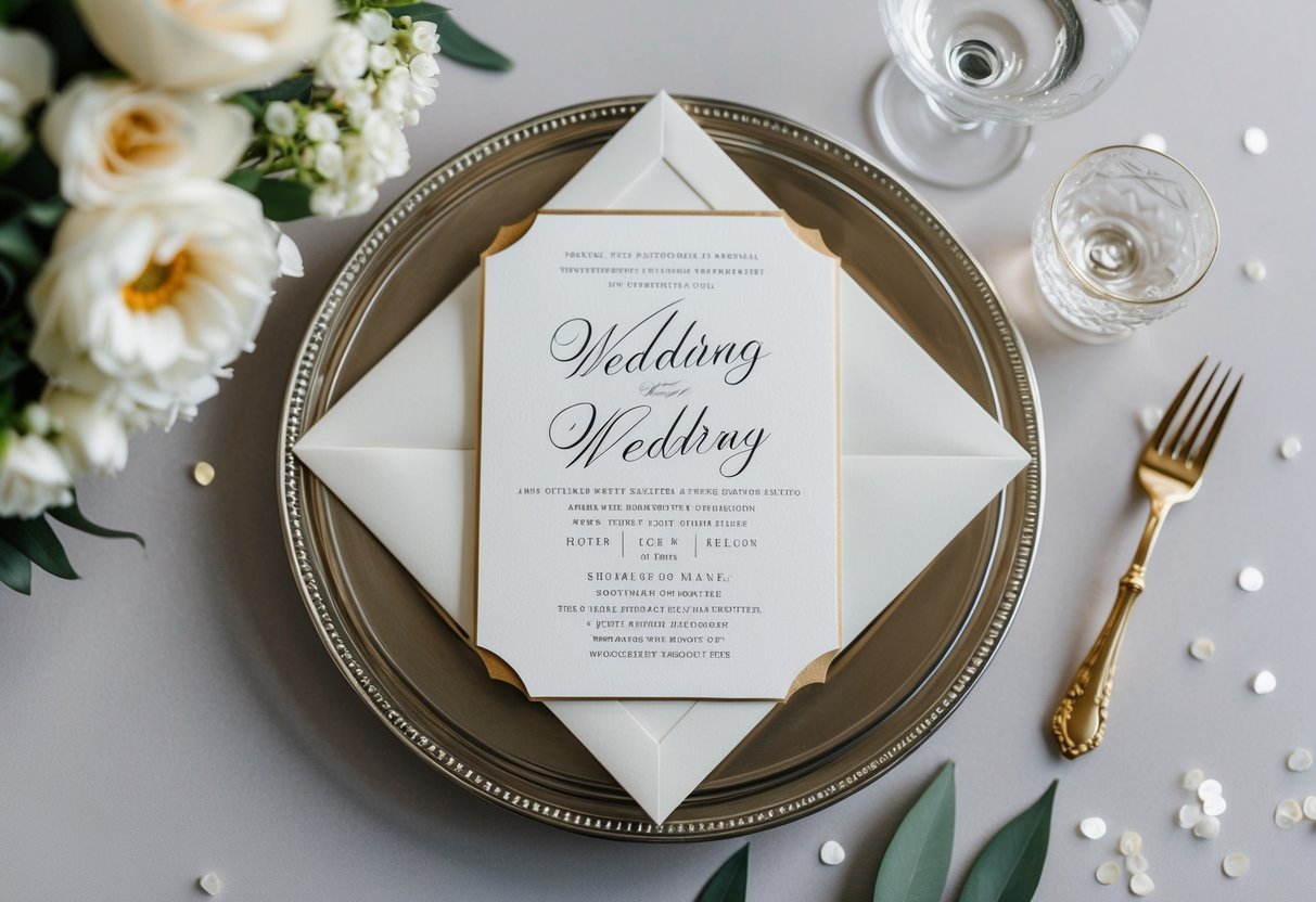 A wedding invitation with elegant script and formal design