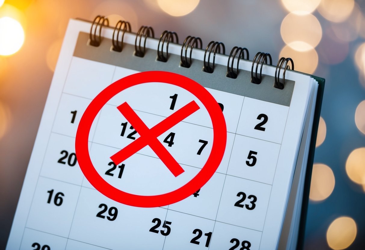 A calendar with a circle around a date crossed out
