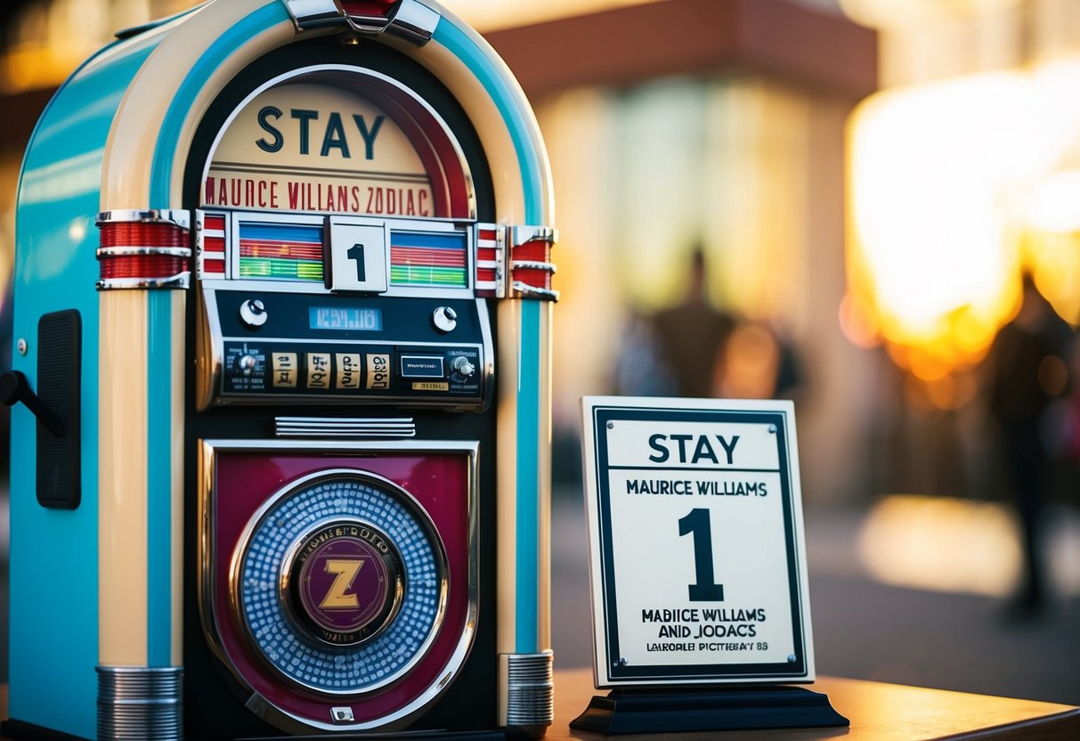 A jukebox playing "Stay" by Maurice Williams and The Zodiacs, with a number one hit plaque beside it