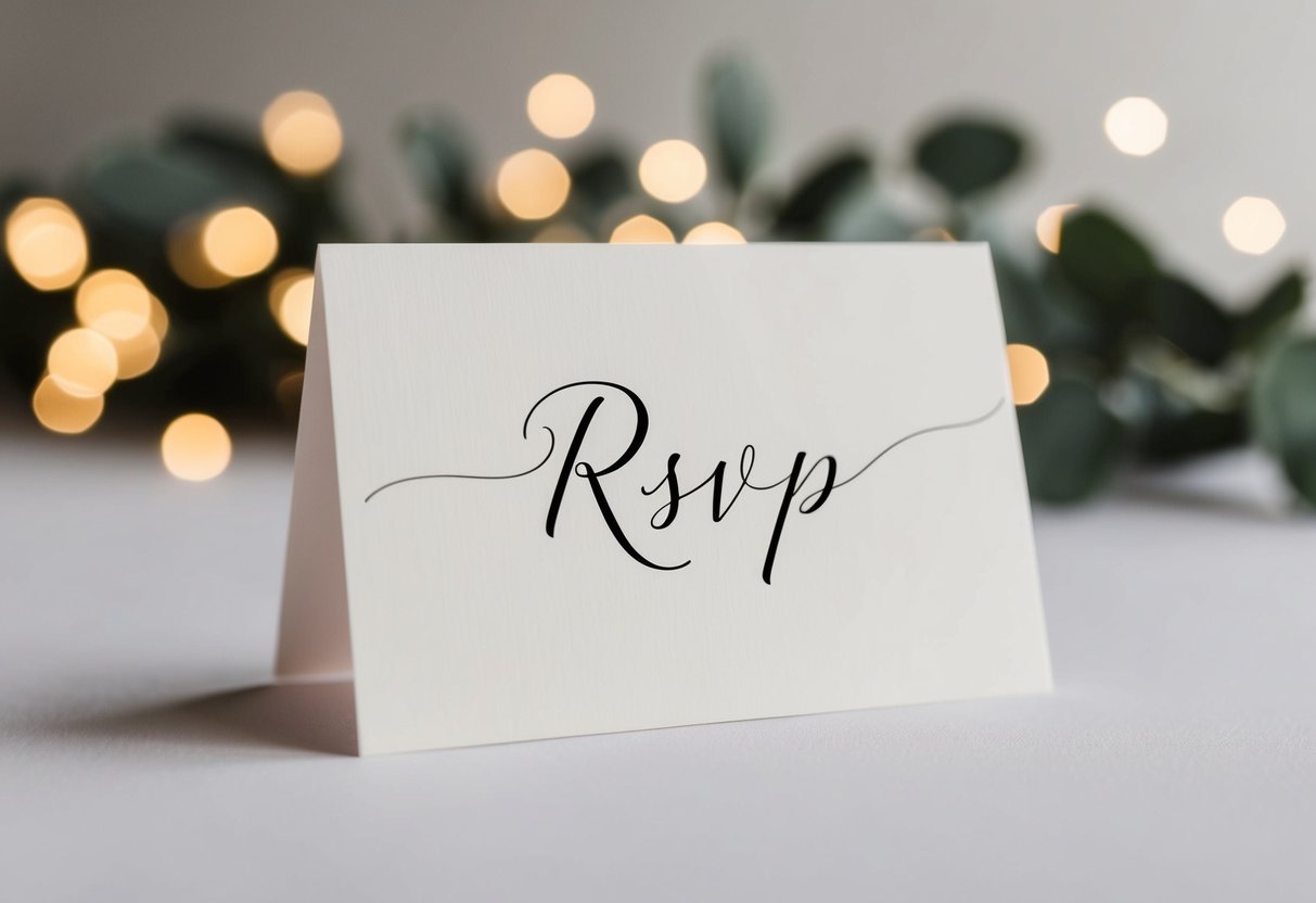 A blank RSVP card with a name written in elegant script
