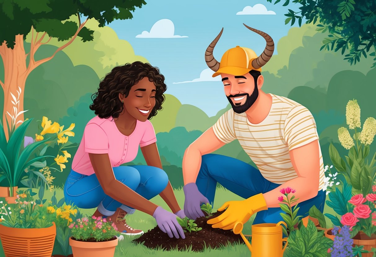 A Taurus and Aries bonding over nature, gardening, and outdoor activities