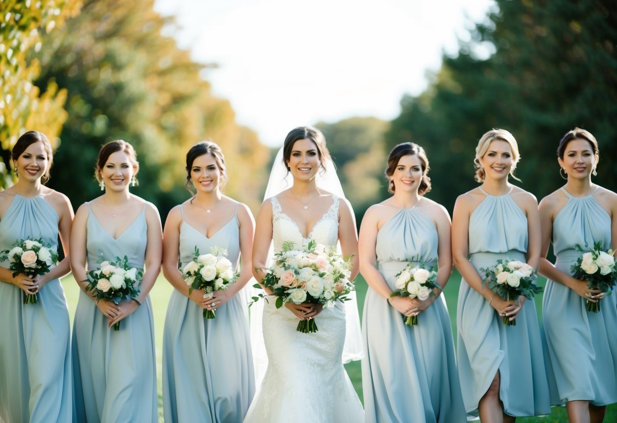 Bridesmaids walk before the bride in a modern twist on the wedding processional