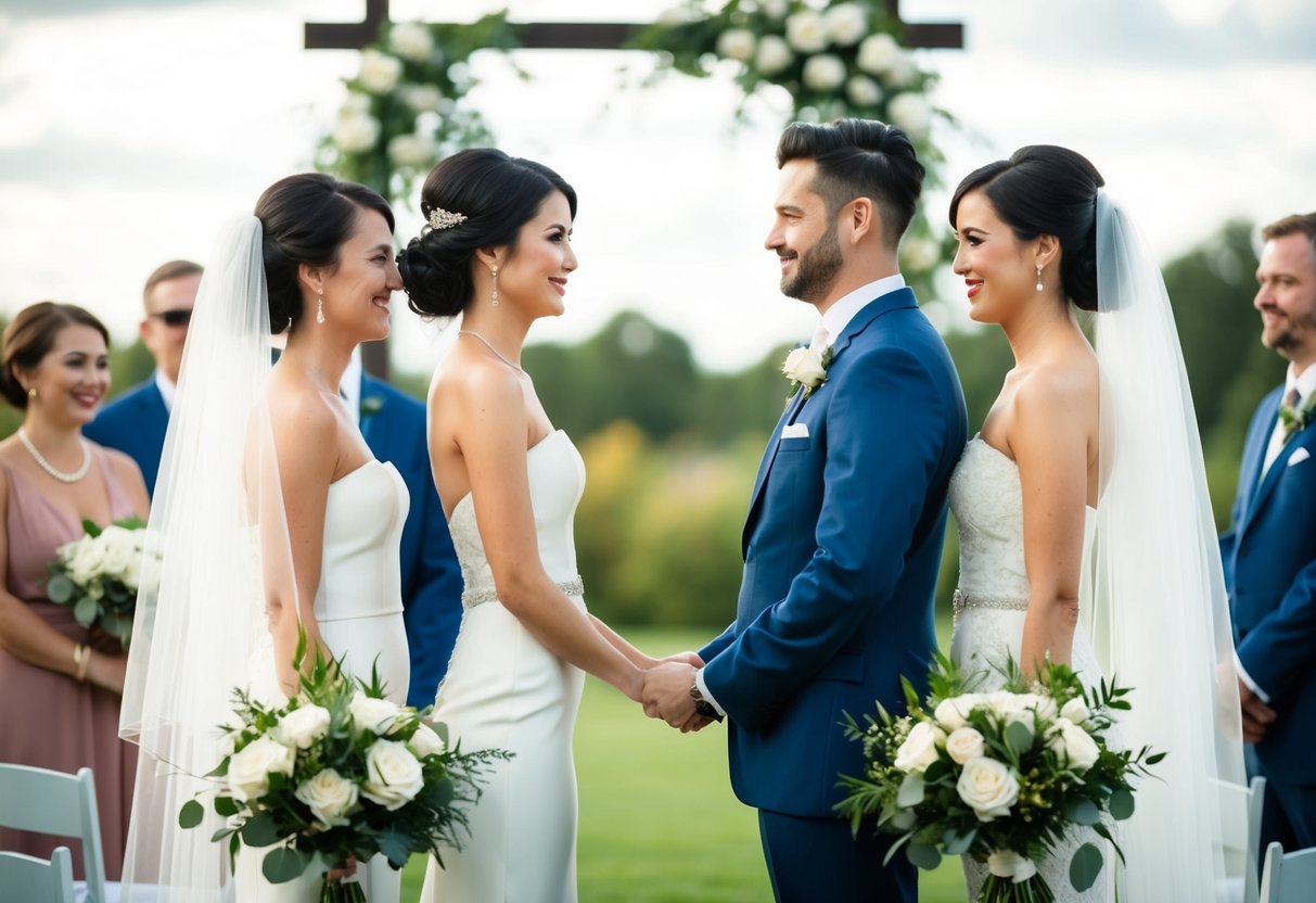 A wedding ceremony with two distinct sides, one for the bride and one for the groom, each adorned with their personal preferences in modern decor and style