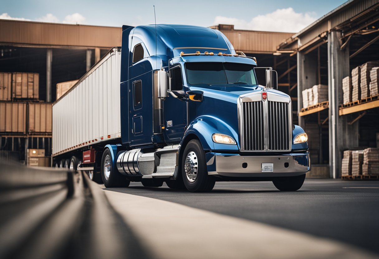 A Kenworth truck parked on a scale, with a regulatory officer inspecting the weight display