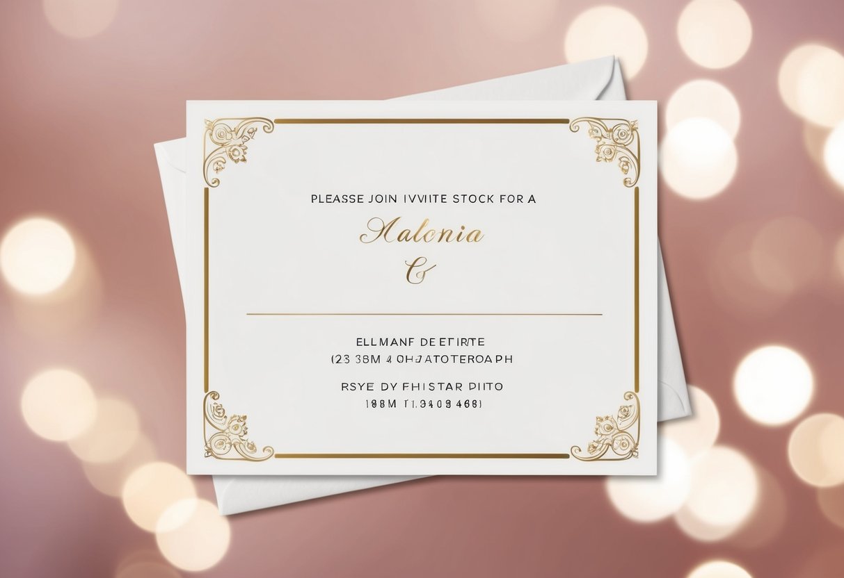 A blank invitation with elegant design elements and space for names