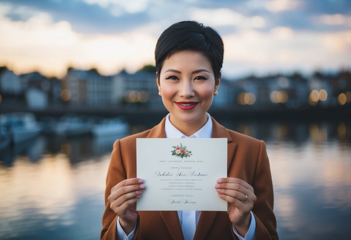 A person declining a wedding invitation with a polite smile