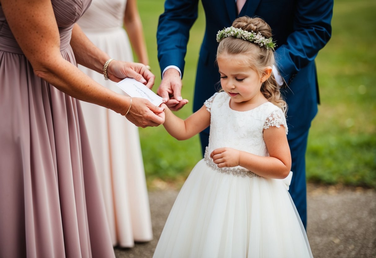 A parent or the bride's family pays for the flower girl dress