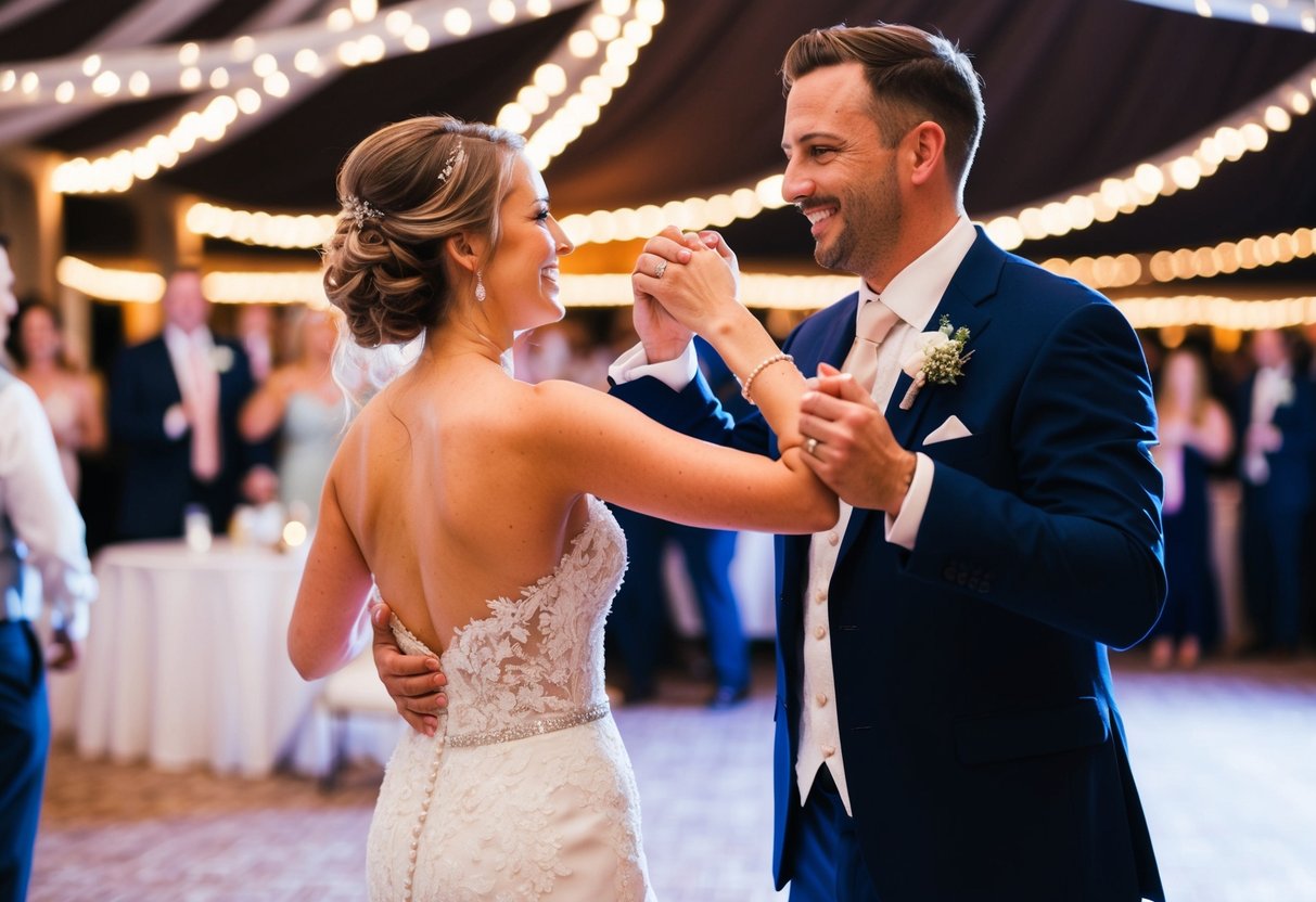 The bride and best man dance together in celebration