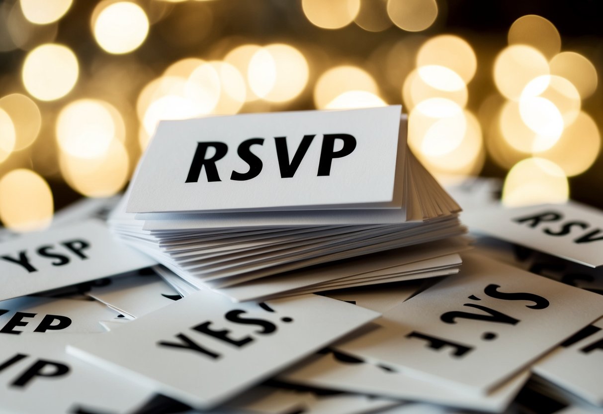 A pile of RSVP cards, with a majority showing "Yes" responses