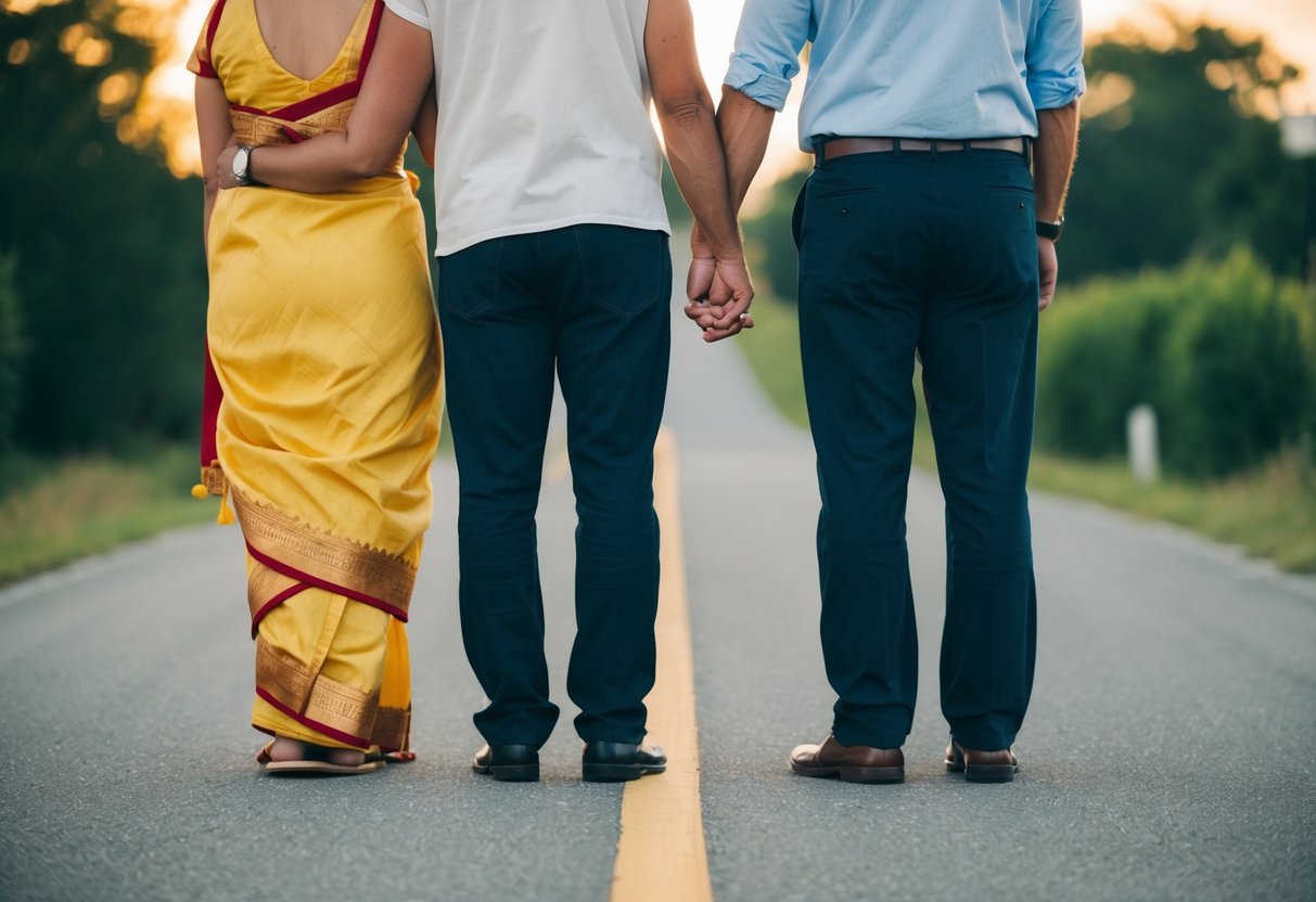 Both parents stand side by side, guiding the path ahead. Traditional and modern elements blend seamlessly in this moment of unity and support