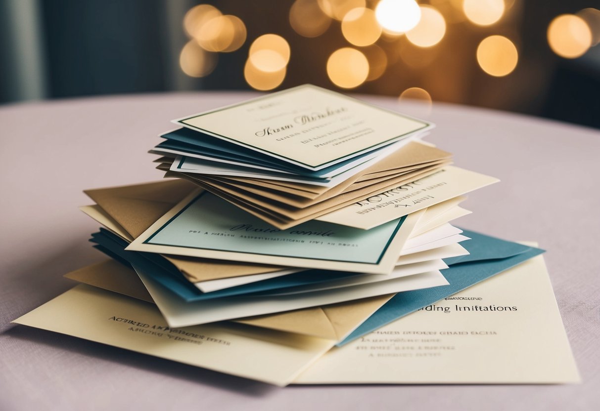 A pile of accepted and declined wedding invitations, with a higher percentage of accepted ones