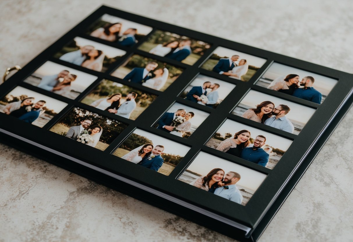 A custom-made photo album filled with cherished memories of the couple