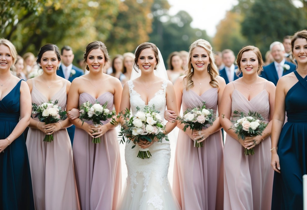 Bridesmaids walk down the aisle in the following order: maid of honor, followed by the rest of the bridesmaids in pairs