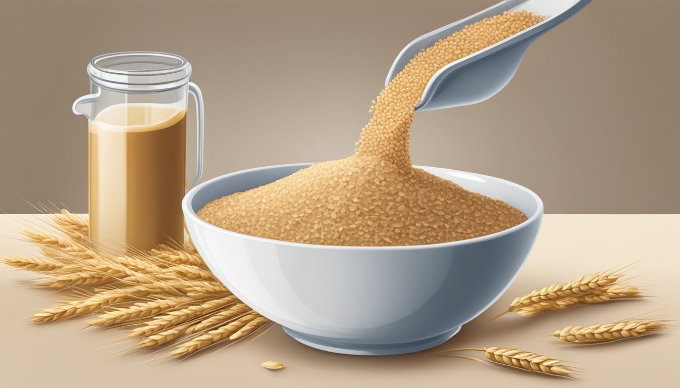 A bowl of wheat bran being poured into a measuring cup, with oat bran in the background