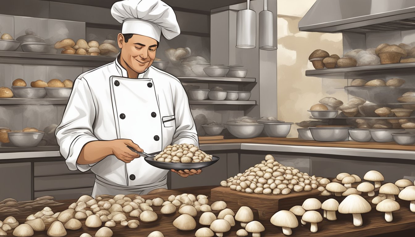 A chef swapping white mushrooms for cremini, comparing their flavor profiles and textures