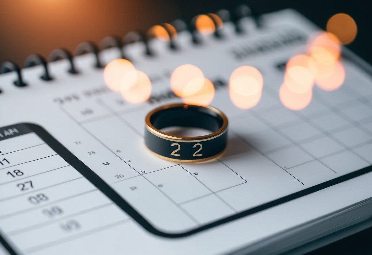 A calendar with a ring marked on a future date