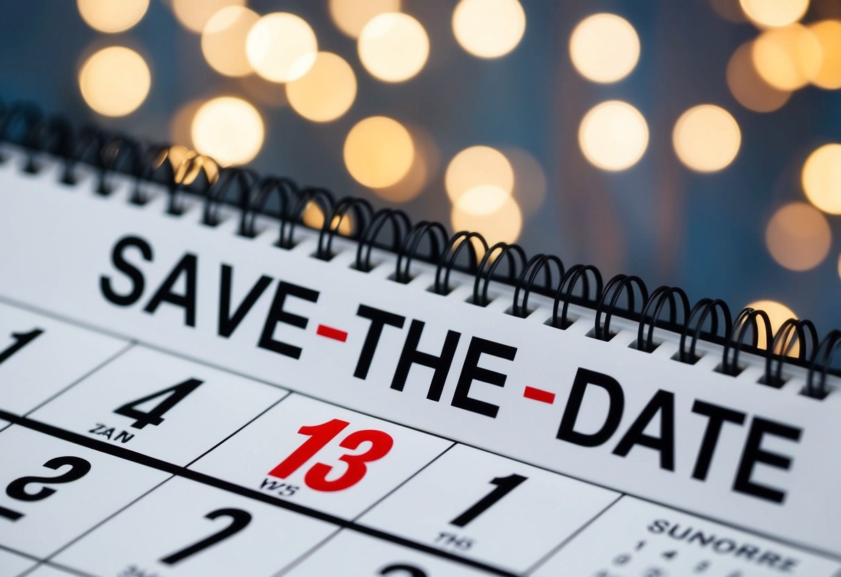 A calendar with a save-the-date marked, surrounded by a countdown of days