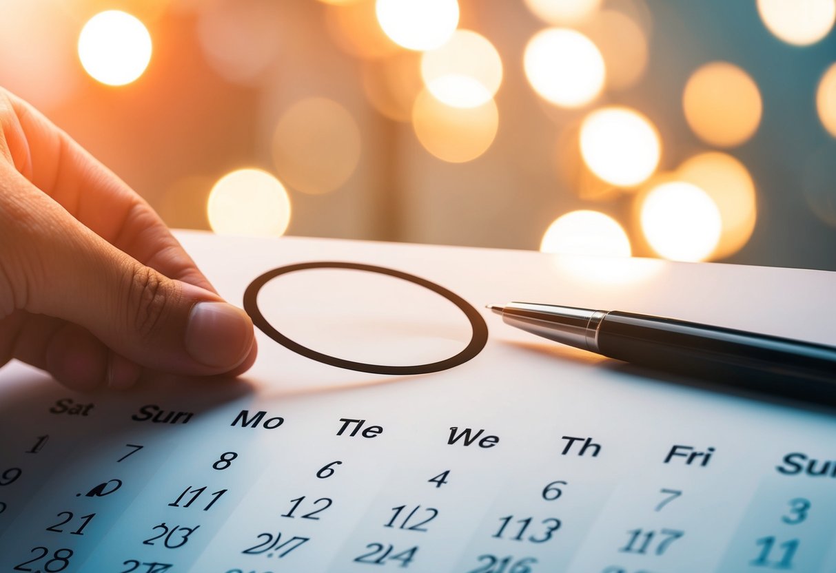 A calendar with a circle around a date being crossed out