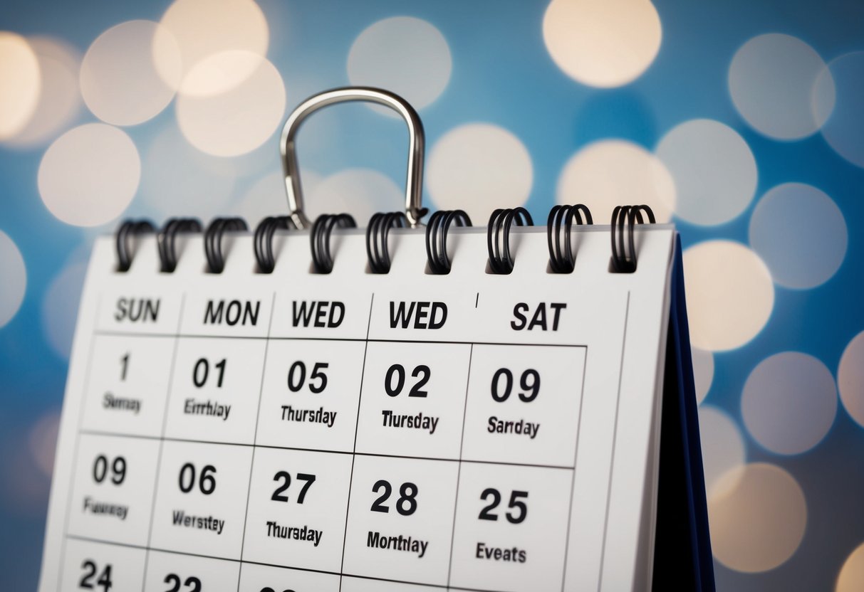 A calendar with various dates marked, including birthdays, anniversaries, and other special events