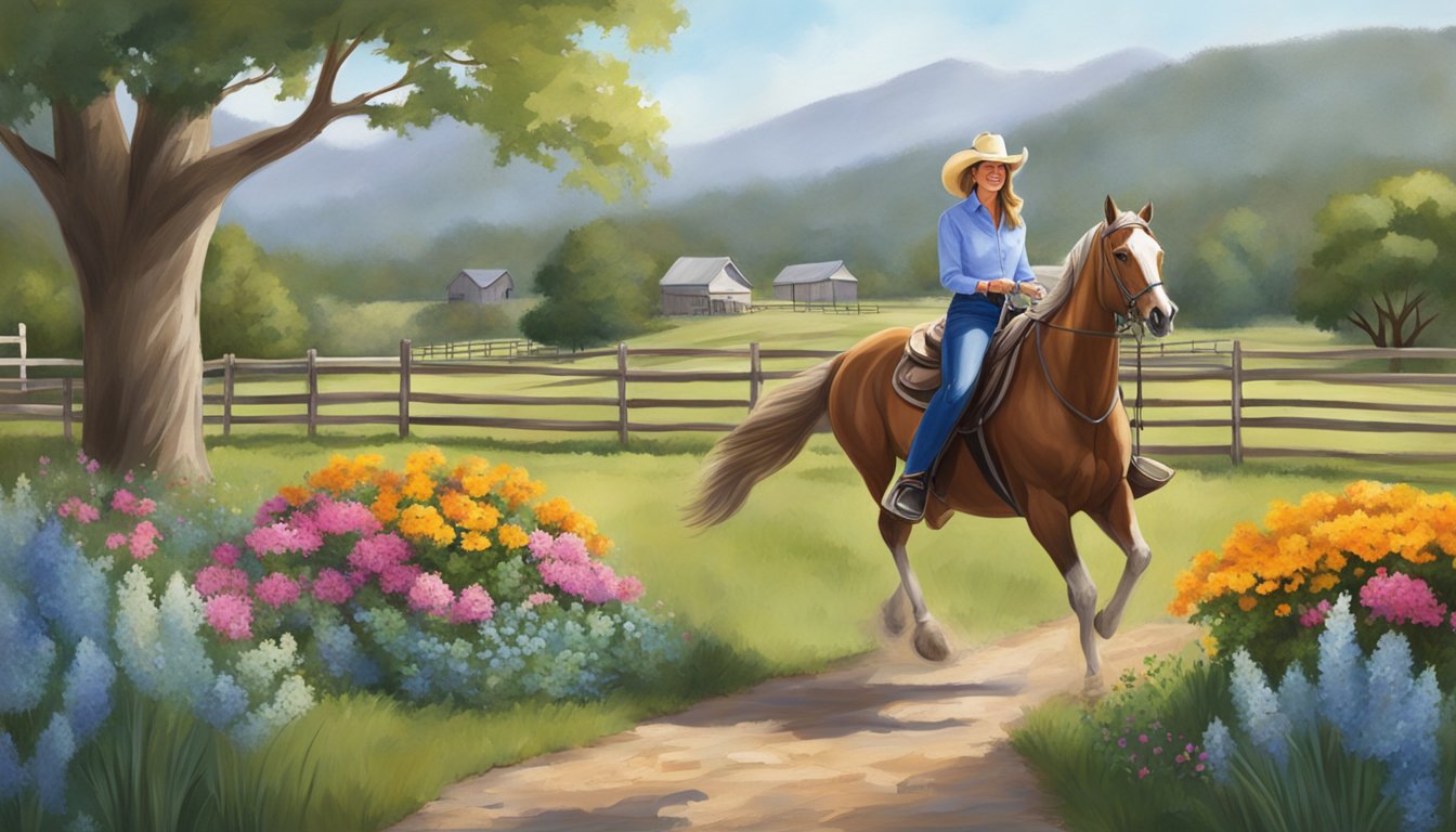 George Strait's wife enjoys gardening, painting, and horseback riding in the countryside