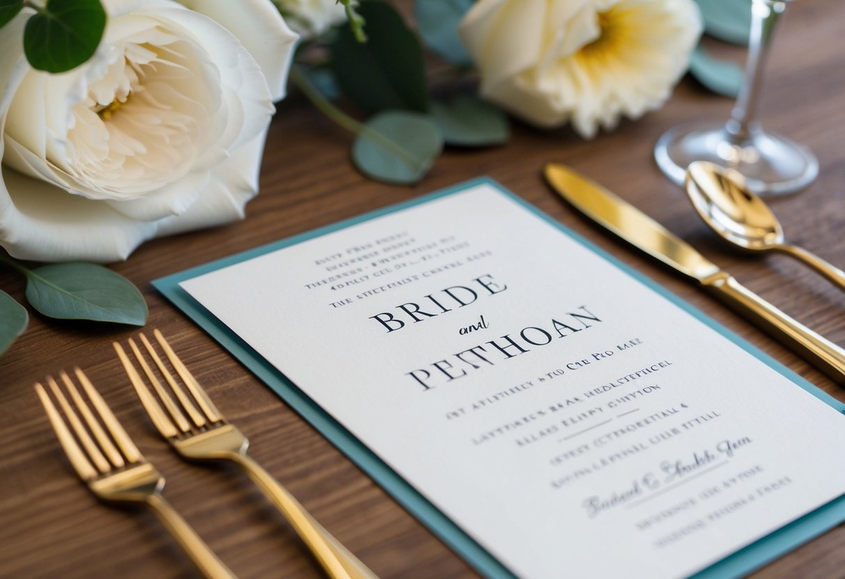 A wedding invitation with the bride's name listed first