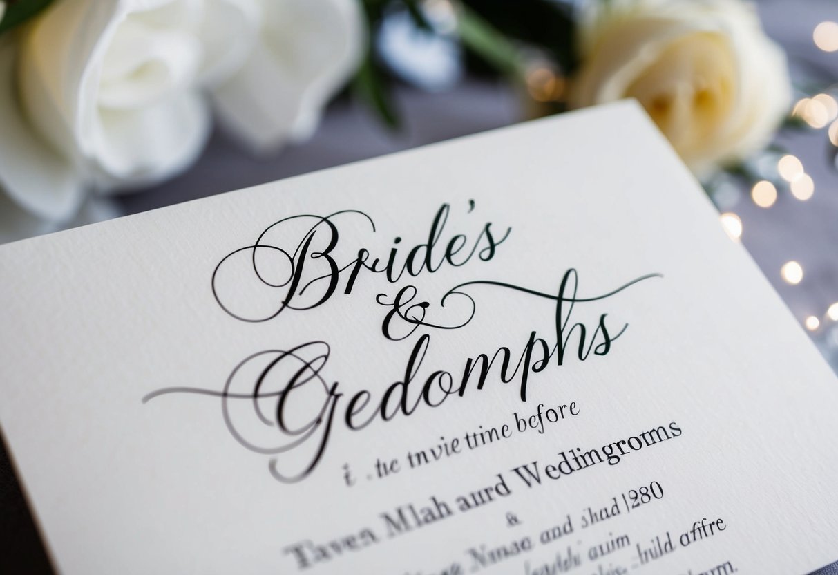A wedding invitation with elegant calligraphy, featuring the bride's name placed before the groom's