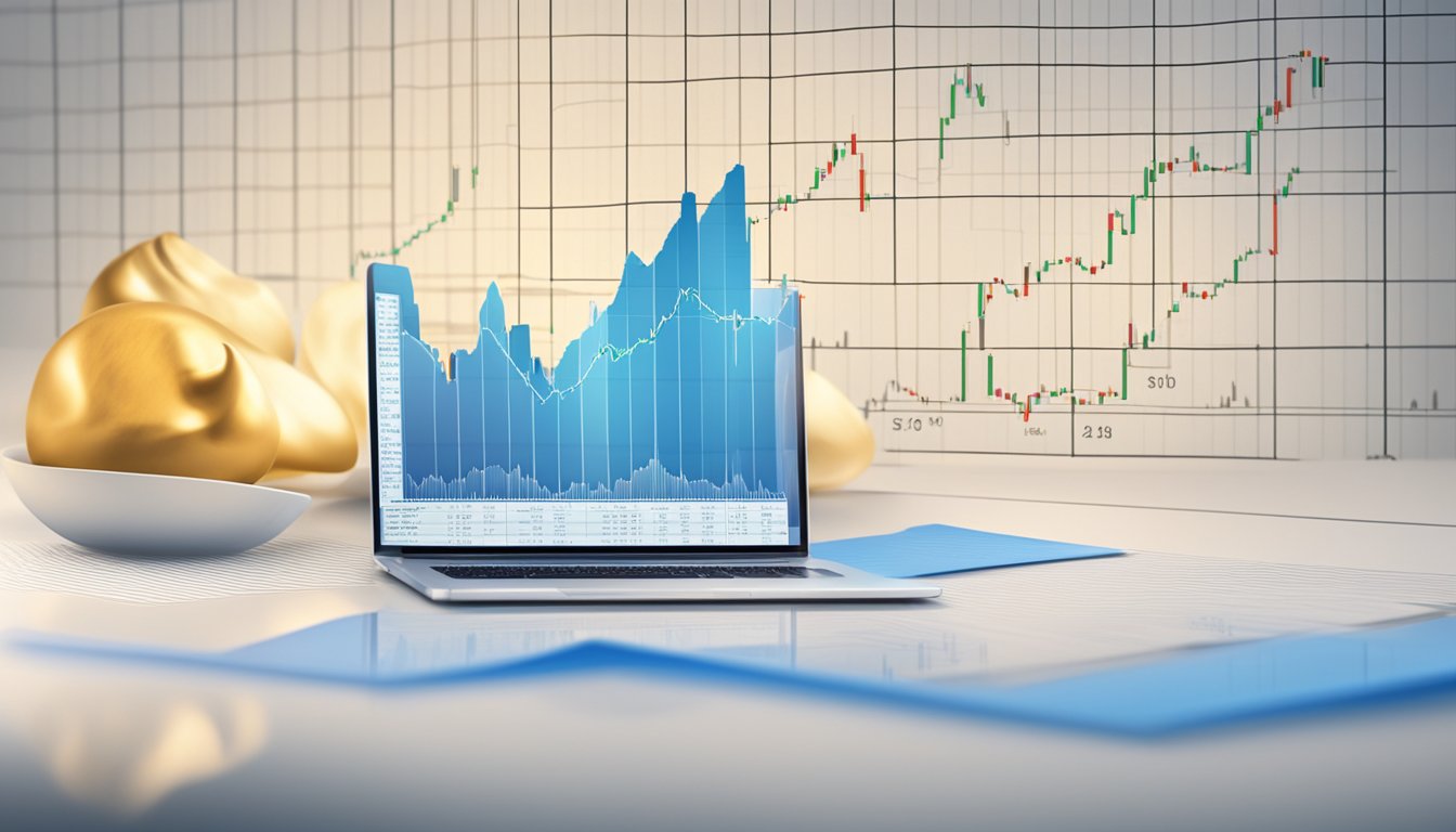 A stock market graph with the Blue Bell Creameries stock symbol rising against a backdrop of economic indicators