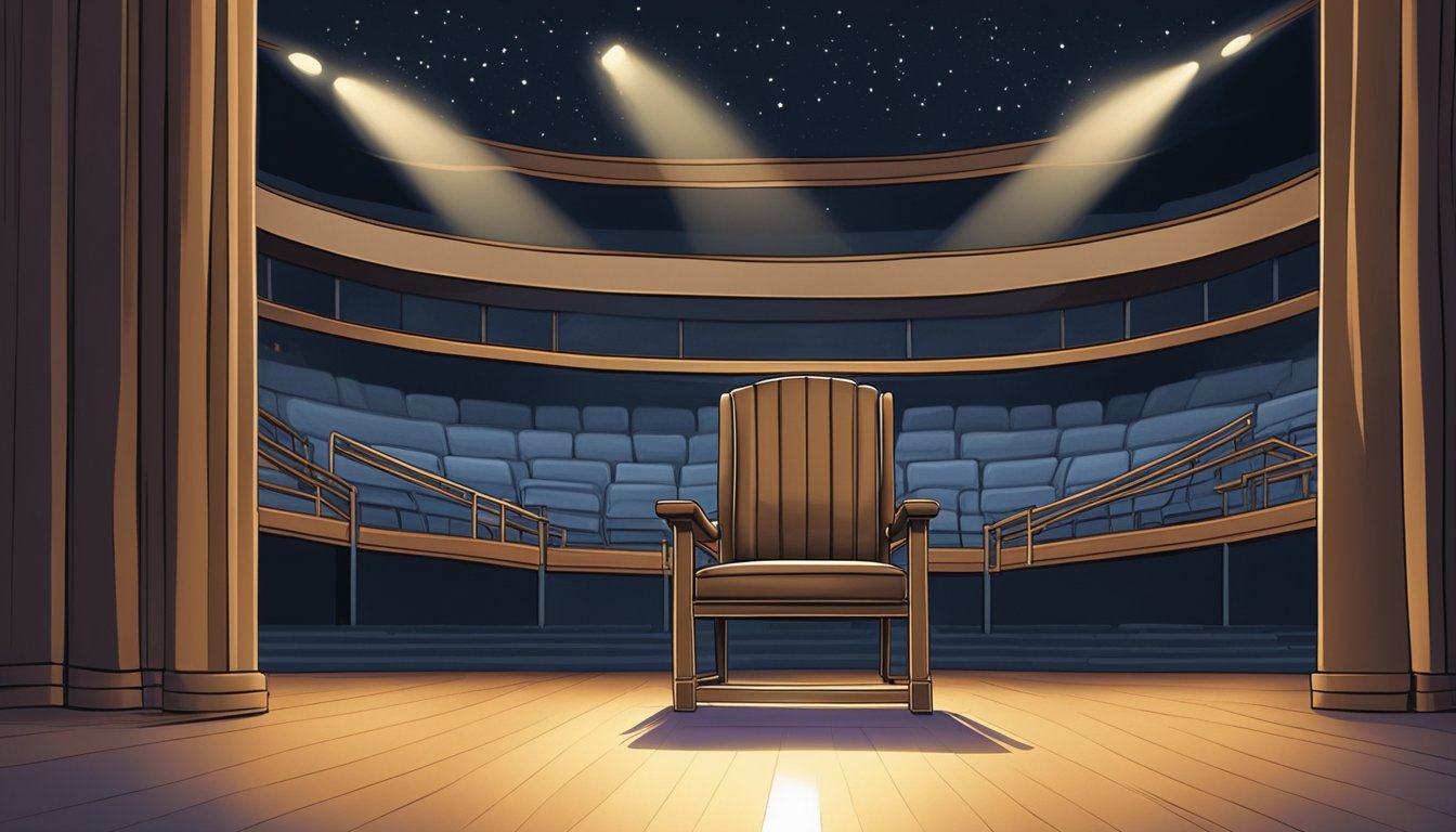 A lone chair sits on a stage, spotlight shining down. Empty, but surrounded by the memories and personal connections of George Strait