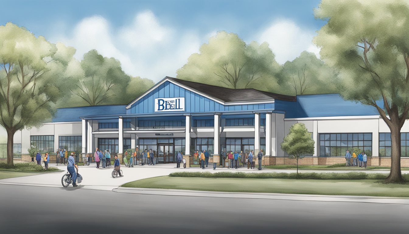 The Blue Bell Creameries corporate office and distribution center in Brenham, Texas, bustling with activity as employees engage in community involvement and impact initiatives