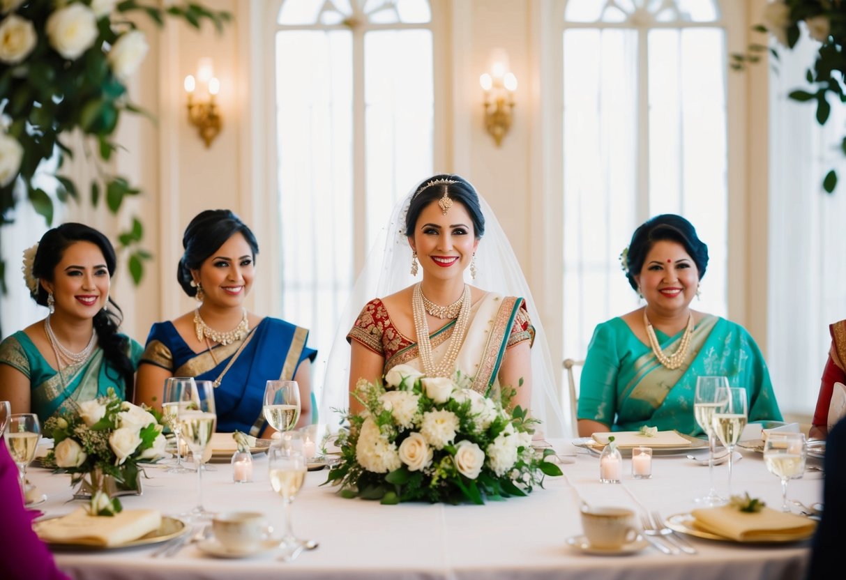 The bride's family contributes to the wedding by paying for the venue, catering, and decorations