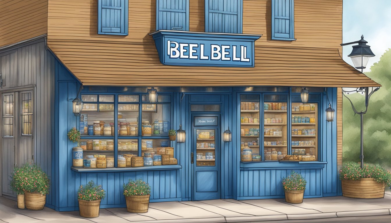 A quaint country store filled with Blue Bell Creameries merchandise in Austin, TX