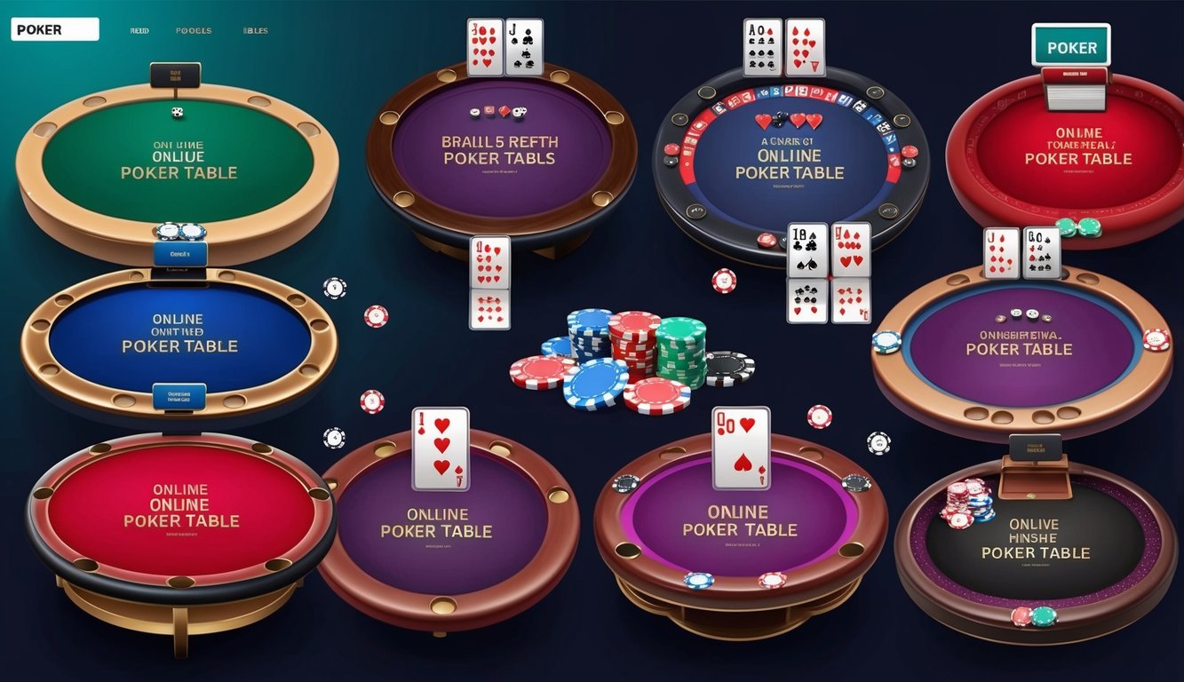 Beragam meja poker online ditampilkan di sebuah situs web