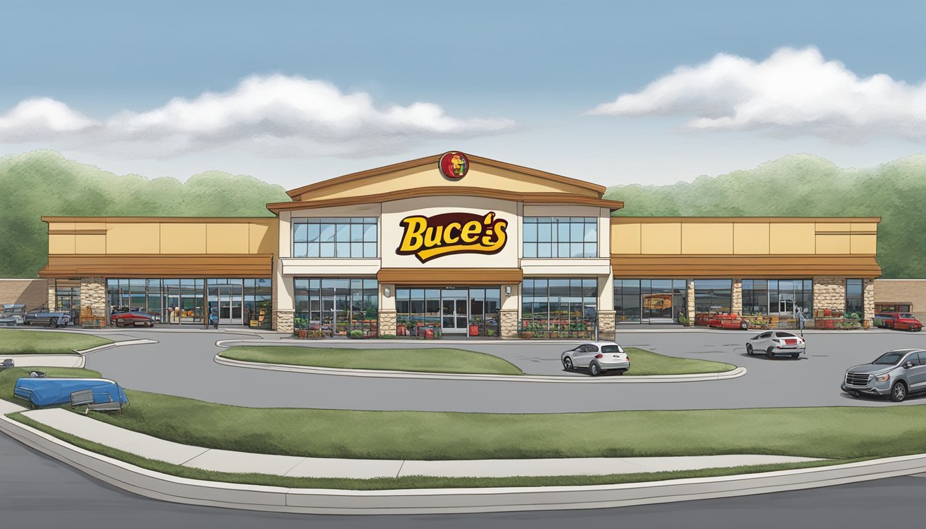 The iconic Buc-ee's beaver logo stands proudly in front of a bustling travel center, surrounded by sprawling parking lots and a steady flow of customers