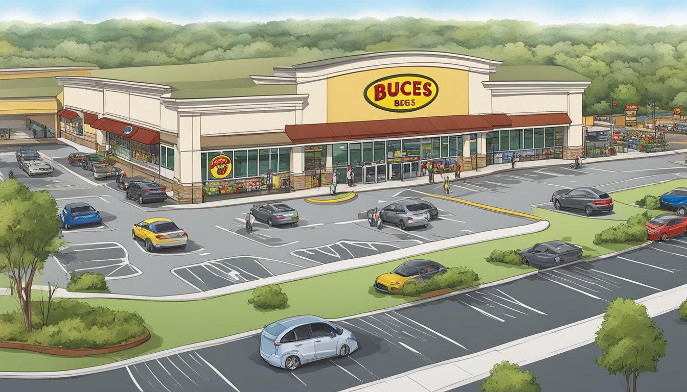 A bustling Buc-ee's in Springfield, MO, with a large parking lot and easy access from the highway