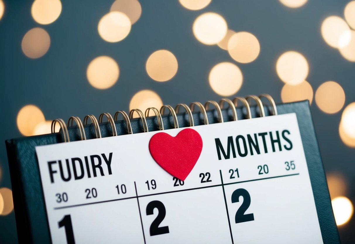 A calendar with a heart-shaped sticker marking three months from a specific date