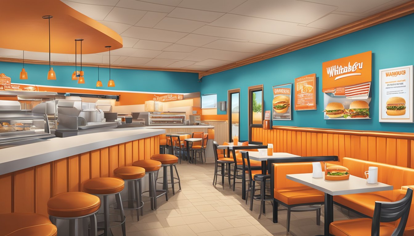 A bustling Whataburger restaurant in Weatherford, TX, with a vibrant dining area and a welcoming atmosphere