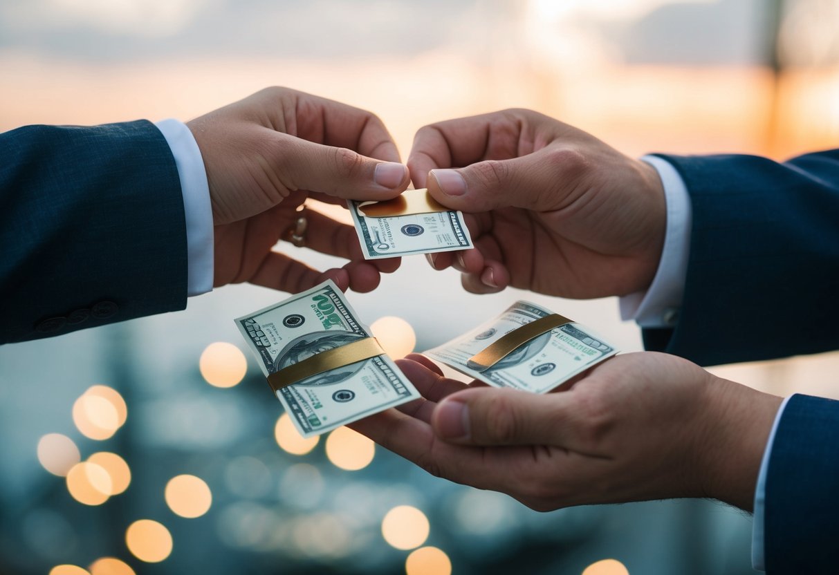 A couple divides wedding expenses, showing equal contribution and shared responsibility