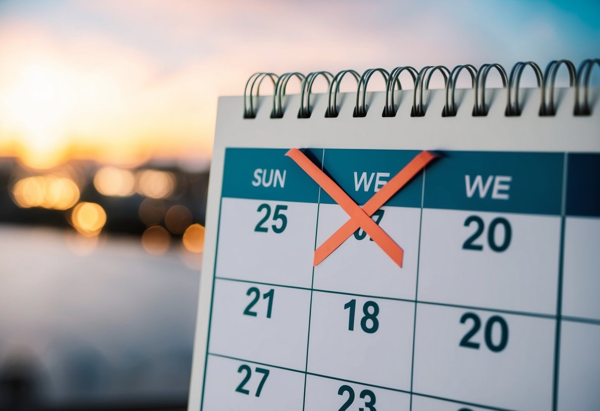 A calendar with dates crossed out, one remaining