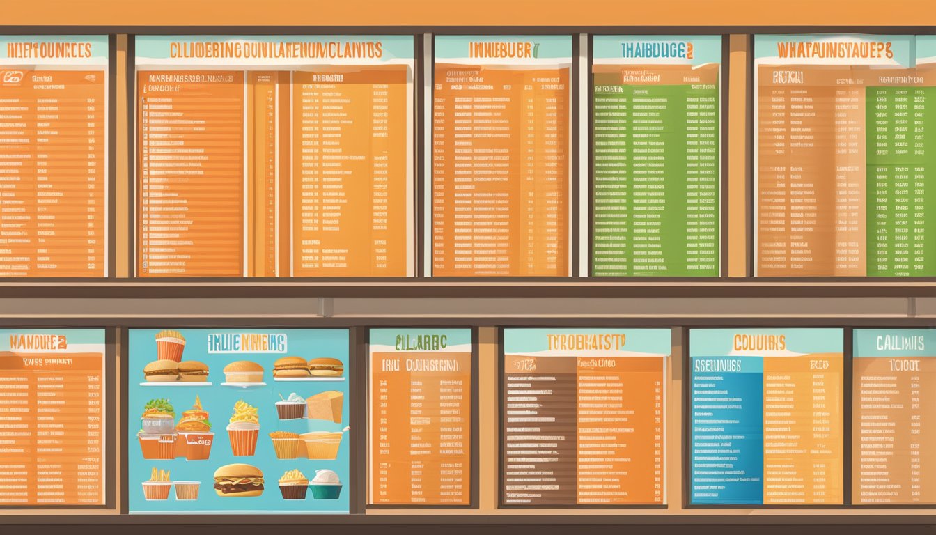 A colorful menu board displays indulgent Whataburger options, each labeled with their calorie counts