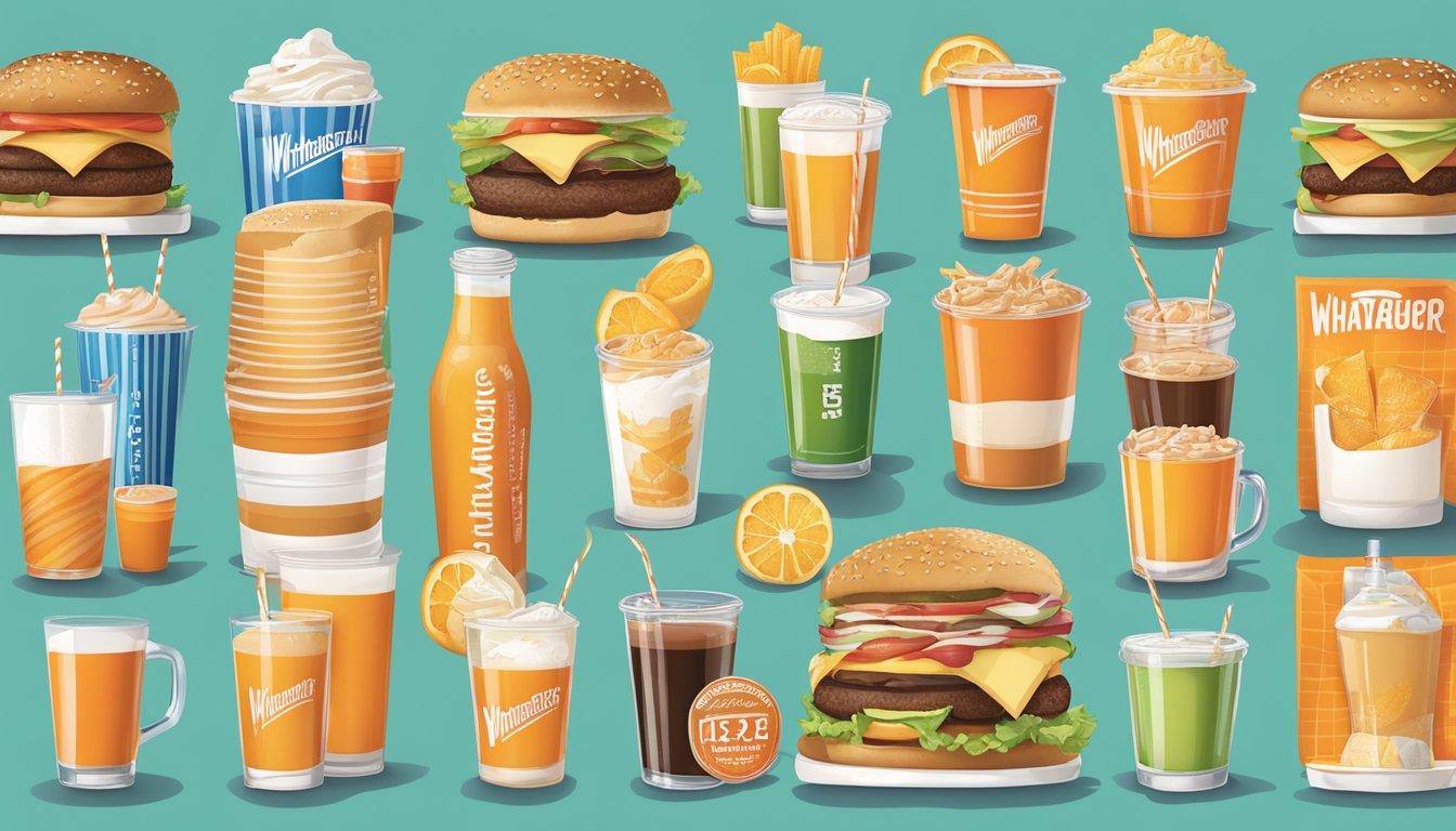 A table with various drink options from the Whataburger menu, along with their corresponding calorie counts