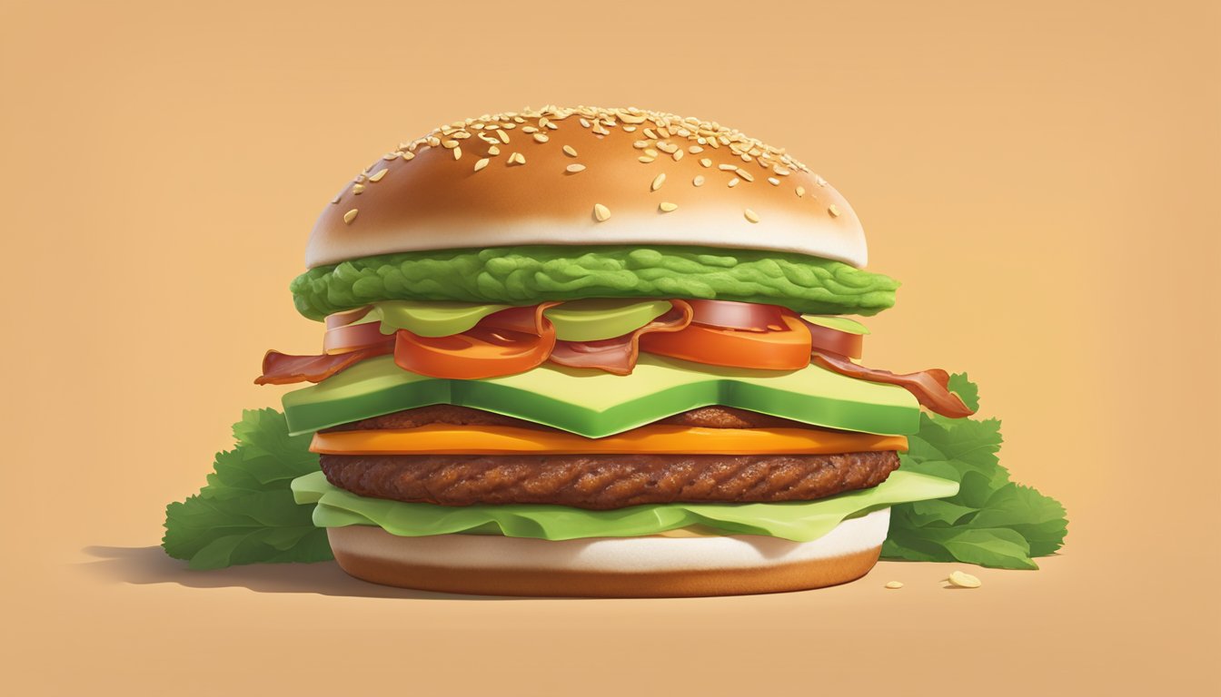 A mouthwatering Whataburger avocado bacon burger with juicy ingredients stacked between two fluffy buns