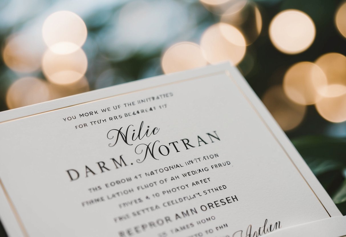 A wedding invitation with only one name listed