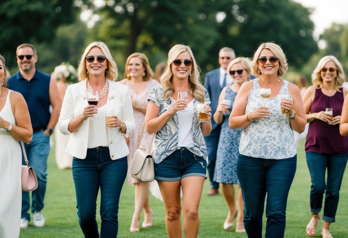 Guests wearing casual or inappropriate attire to a bridal shower, such as jeans, t-shirts, or athletic wear