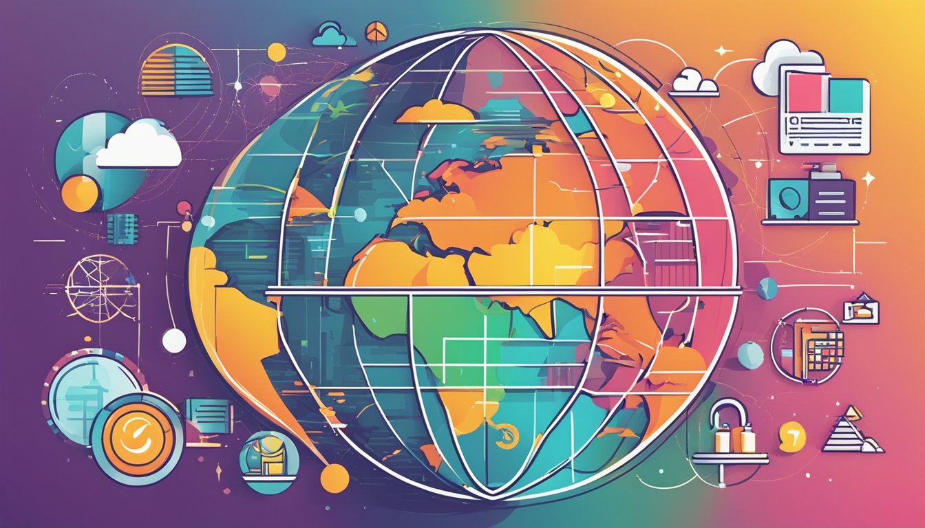 A colorful globe surrounded by interconnected lines and various symbols representing different partner perks and benefits