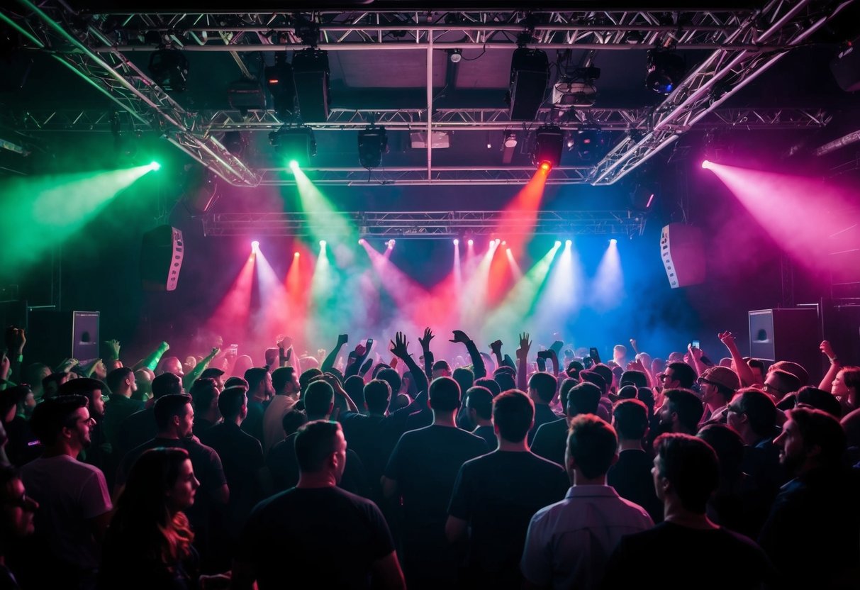 Multicolored lights flash as the bass thumps, drawing a crowd to the dance floor