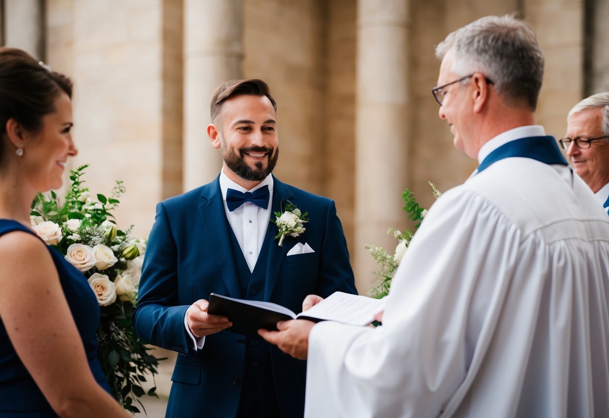 A celebrant officiates a wedding ceremony instead of a registrar
