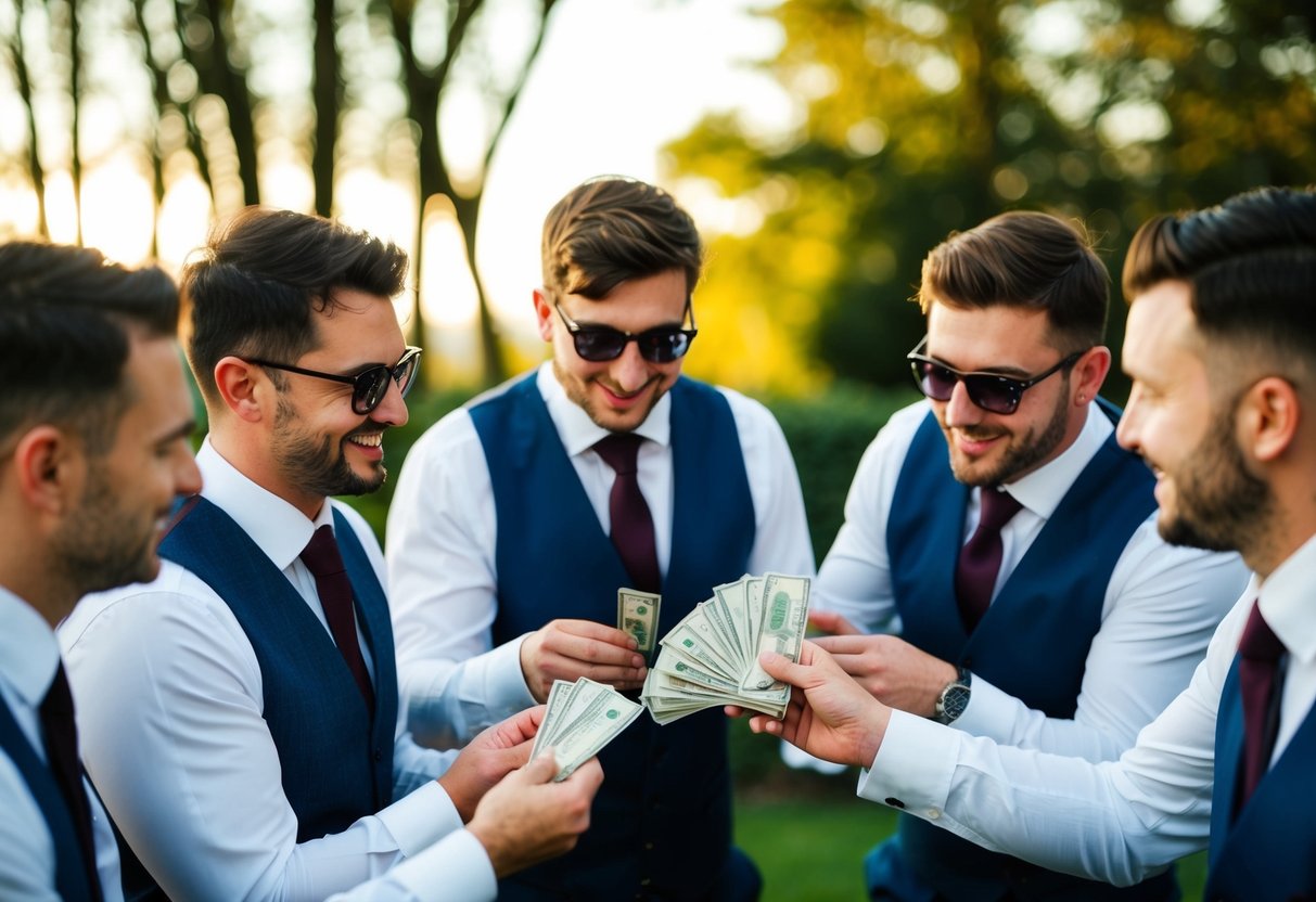 A group of groomsmen pool money together for a stag do